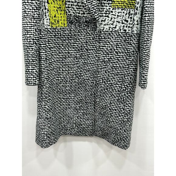 Diane Von Furstenberg Womens Nala Colorblock Tweed Coat Grey Yellow Black Size 8 - Picture 3 of 16